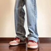 Men Jeans Retro Slit Casual Trousers Baggy Straight Trousers